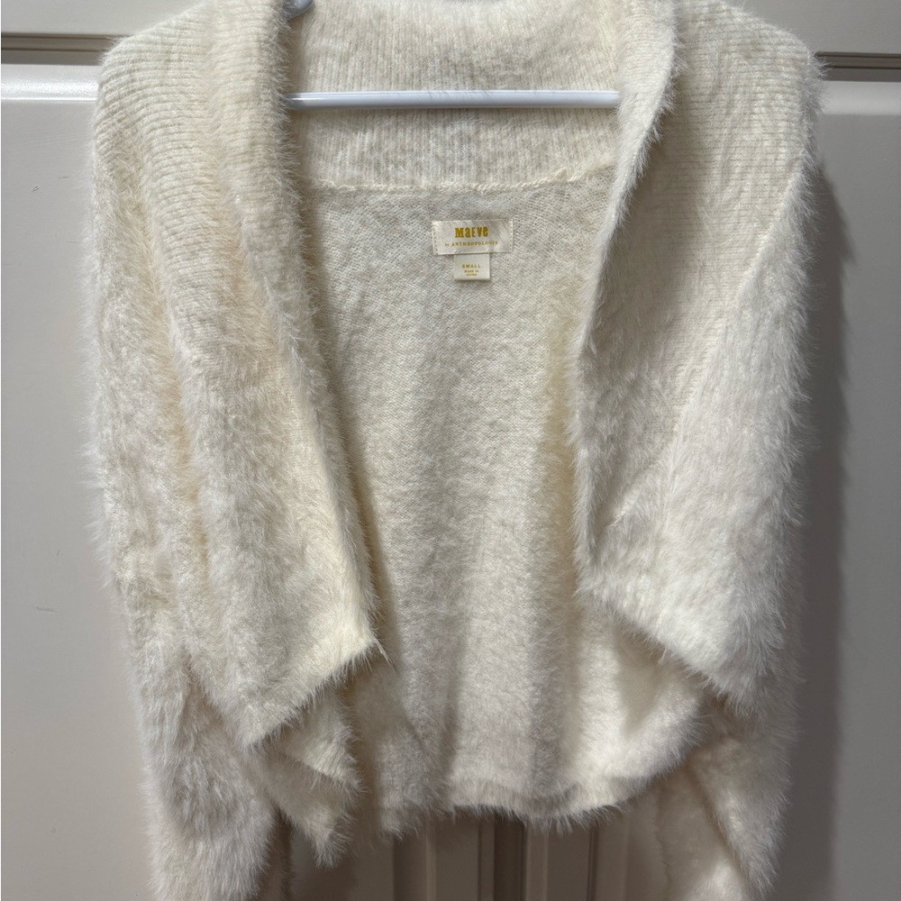 Anthropologie Maeve Cream Fuzzy Sweater